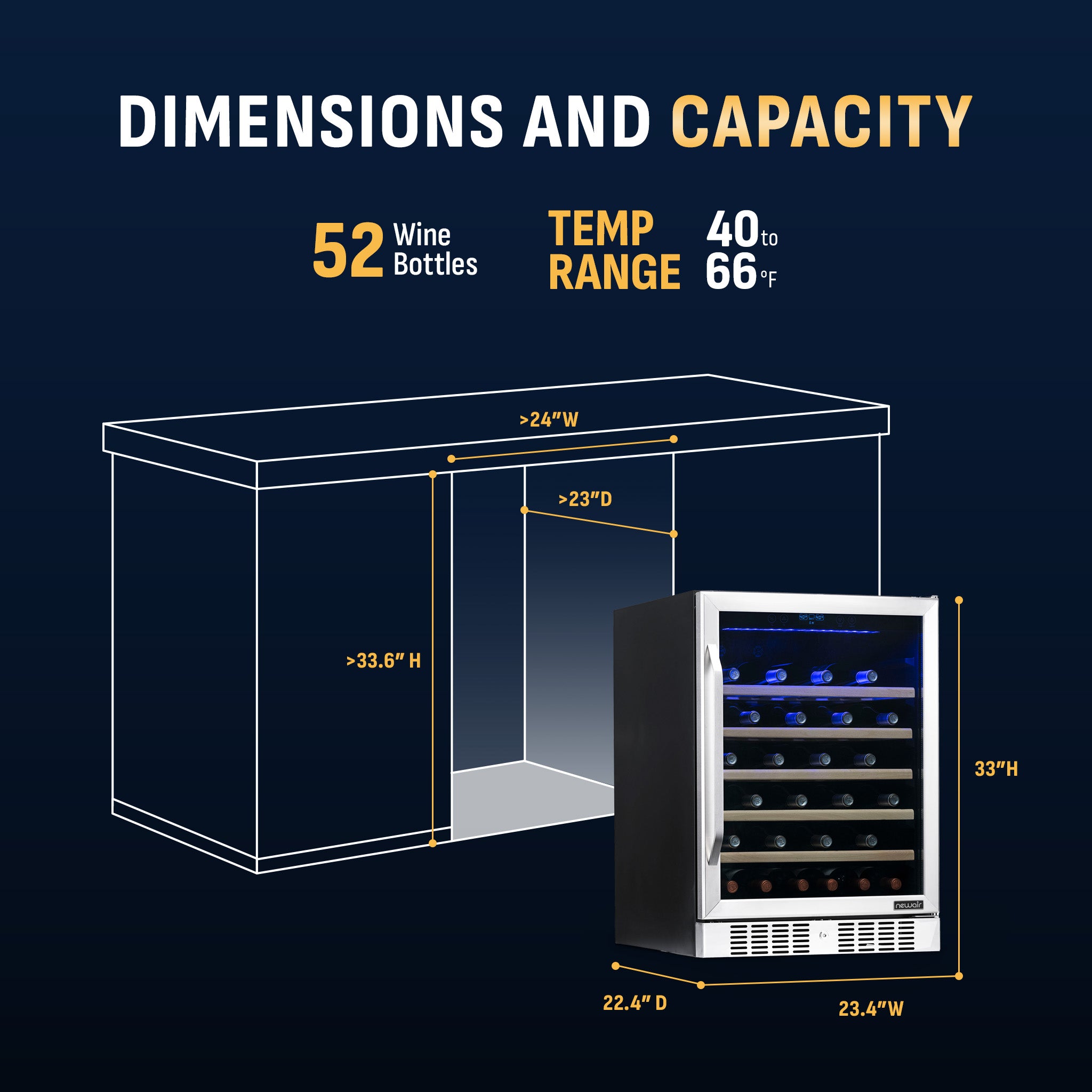 52-Bottle Stainless Steel Built-In Wine Fridge | Newair