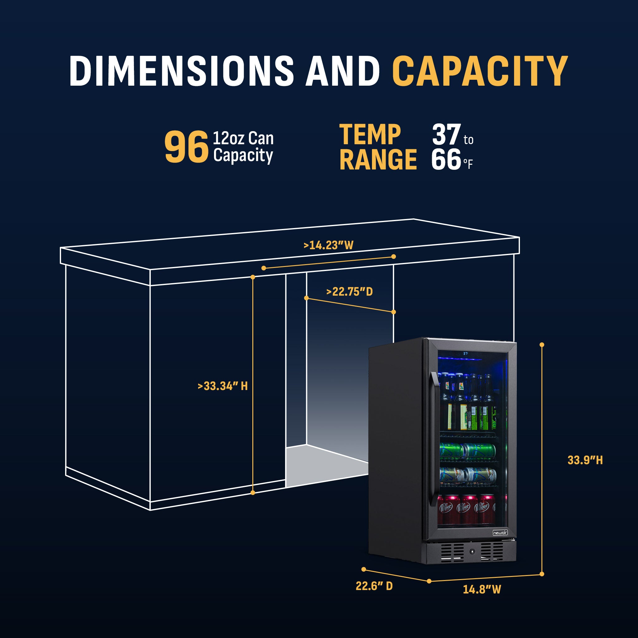 96-Can Built-In Black Beverage Fridge | Newair
