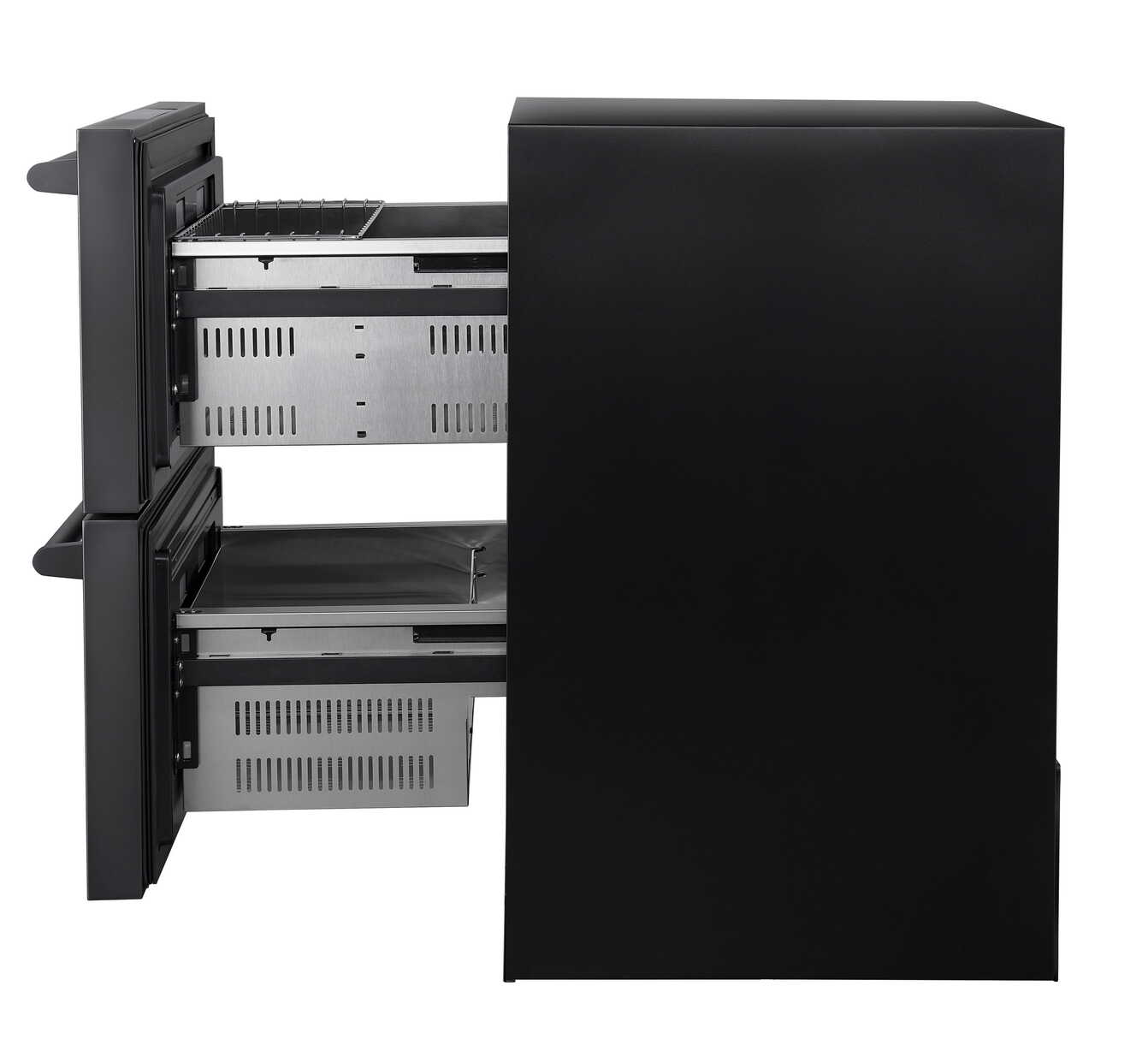 Newair 24 Inch Indoor Outdoor Dual Drawer Freezer Fridge Convertible Refrigerator Black Stainless Steel