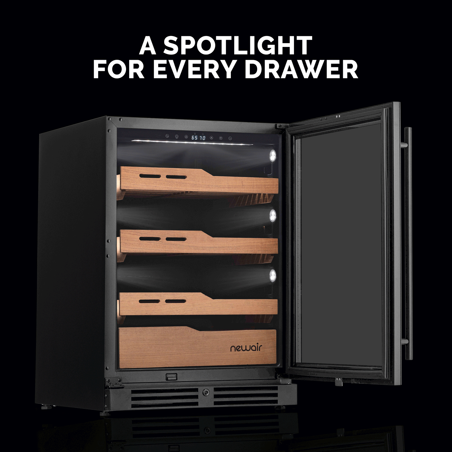 Newair® Electric Cigar Humidor in Black, Built-In or Freestanding, 1,500 Count