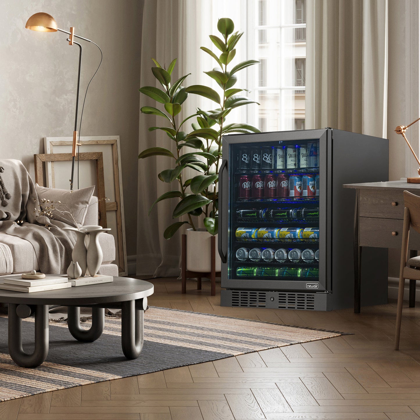 Newair® 177-Can Built-In Black Beverage Fridge - 24"