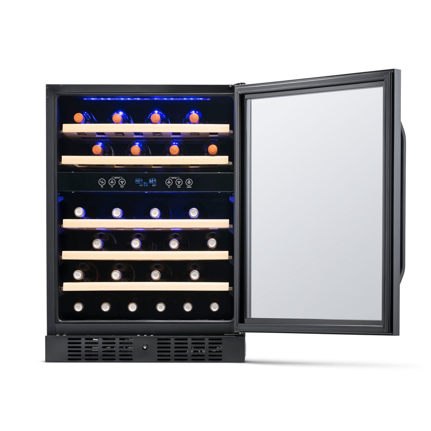 Newair® 46-Bottle 23.5" Black Stainless Steel Built-In Dual Zone Wine Cooler