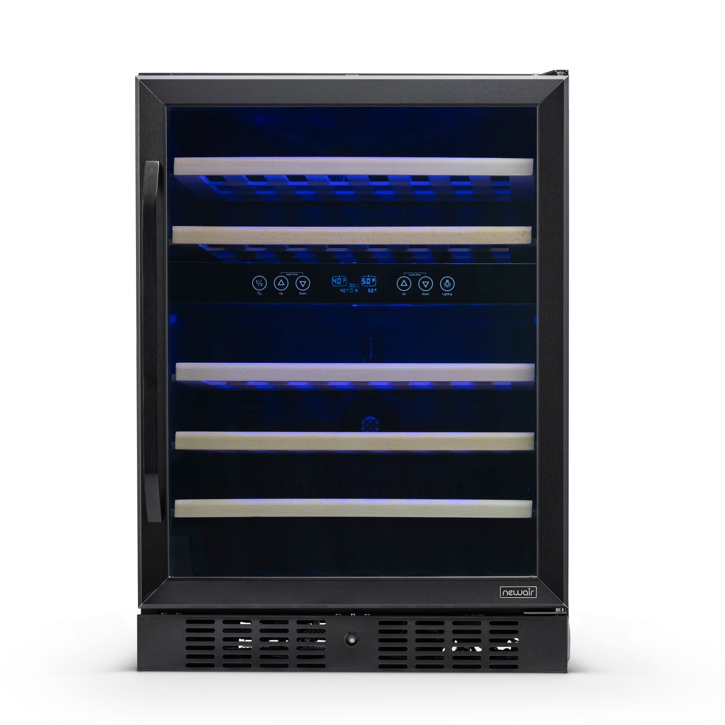 Newair® 46-Bottle 23.5" Black Stainless Steel Built-In Dual Zone Wine Cooler