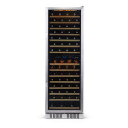 Newair 24” Built-in 160 Bottle Dual Zone Compressor Wine Fridge in Stainless Steel, Quiet Operation with Smooth Rolling Shelves Wine Coolers    