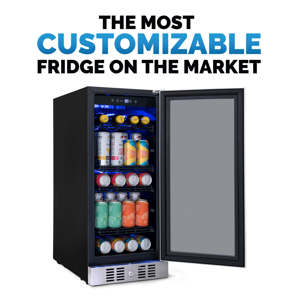 Newair 15” FlipShelf™ Wine and Beverage Refrigerator, Reversible Shelv