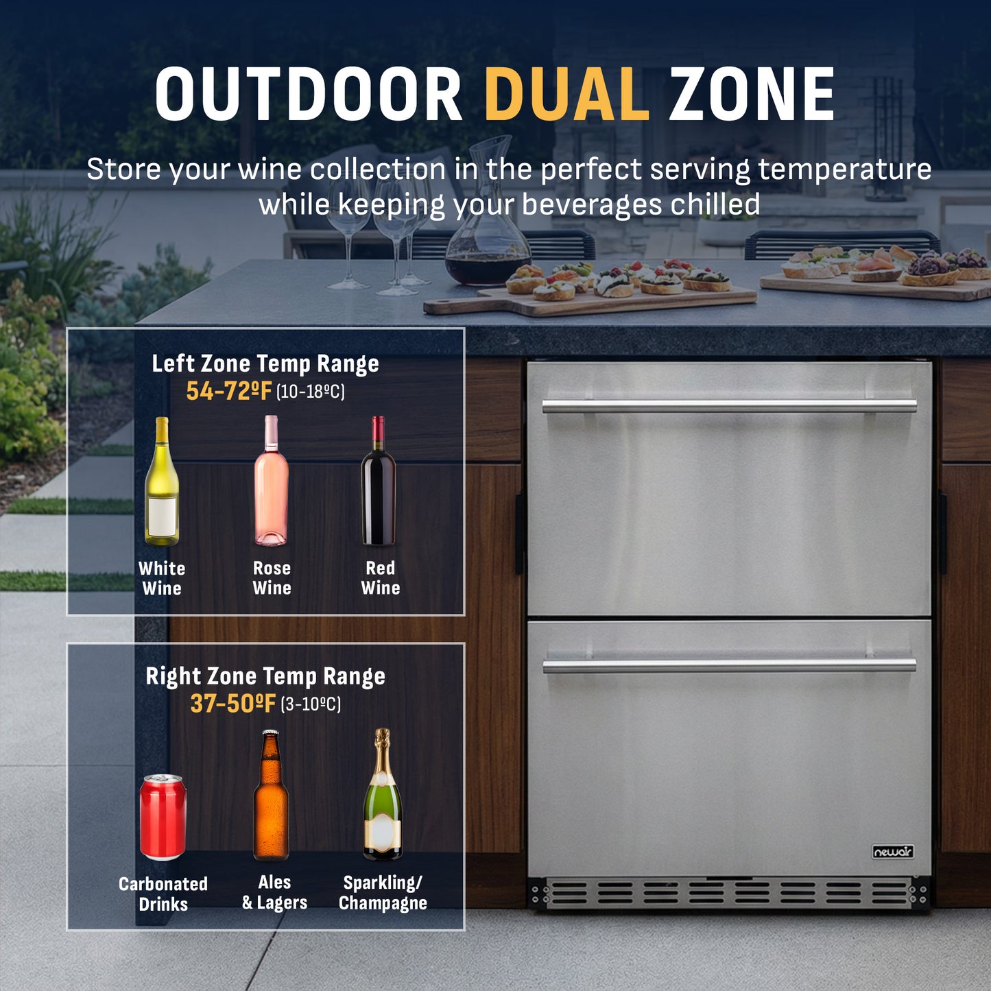 Newair® 80-can and 20-bottle Built-In/Freestanding Beverage Fridge - 24"