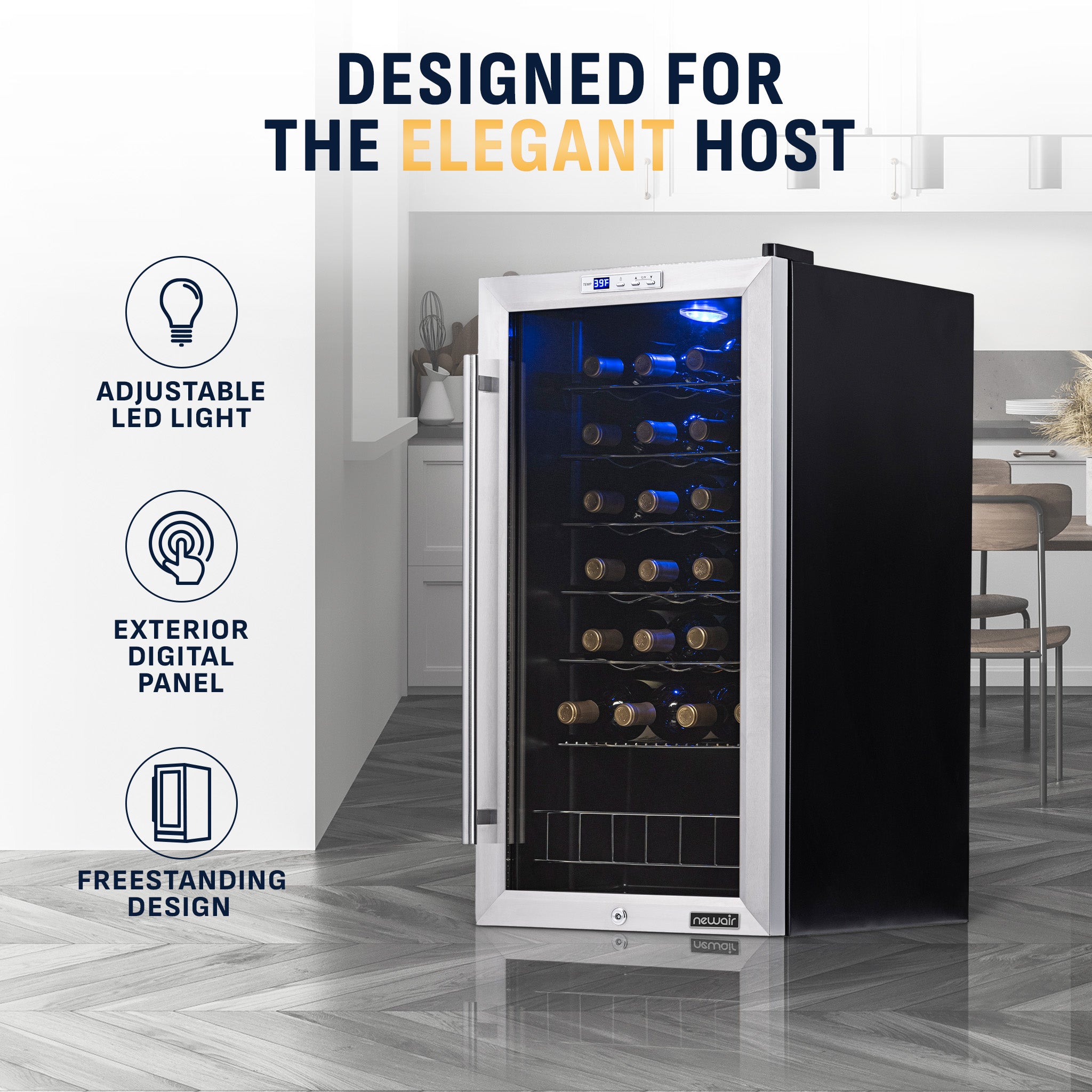 27-Bottle Stainless Steel Freestanding Wine Fridge | Newair