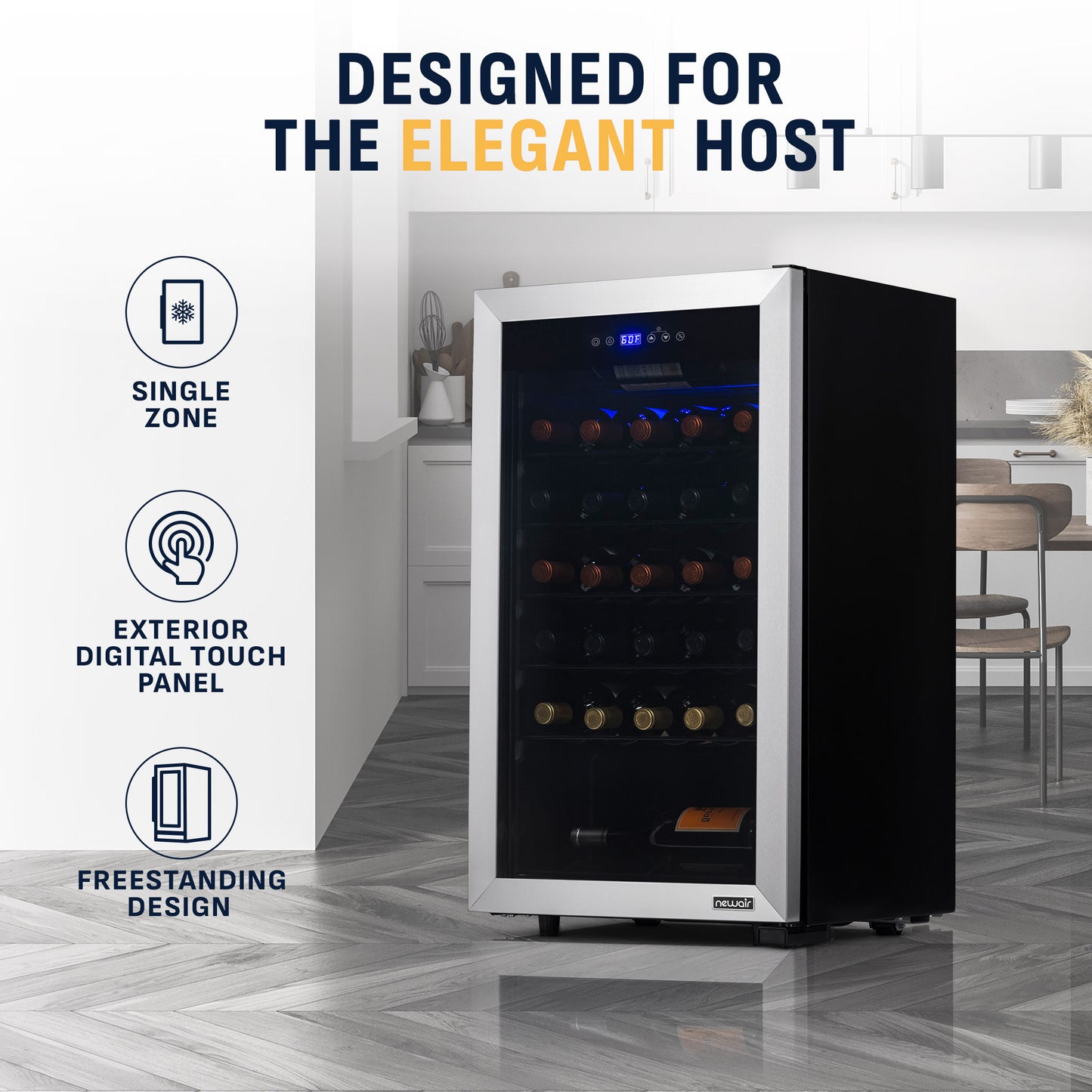 Newair® 33-Bottle 18.9" Stainless Steel Freestanding Wine Fridge