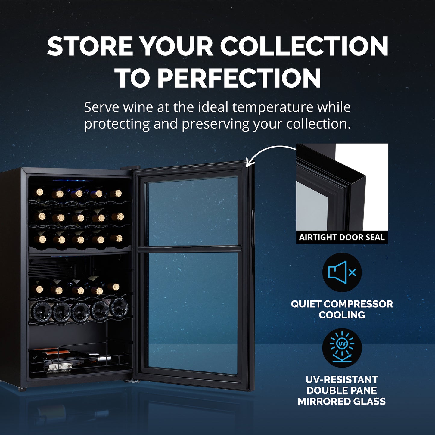 Newair® 33-Bottle 19.5" Black Freestanding Dual Zone Wine Fridge