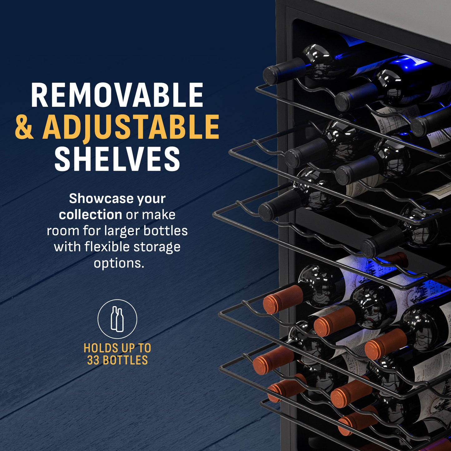 Newair® 33-Bottle 18.9" Stainless Steel Freestanding Wine Fridge