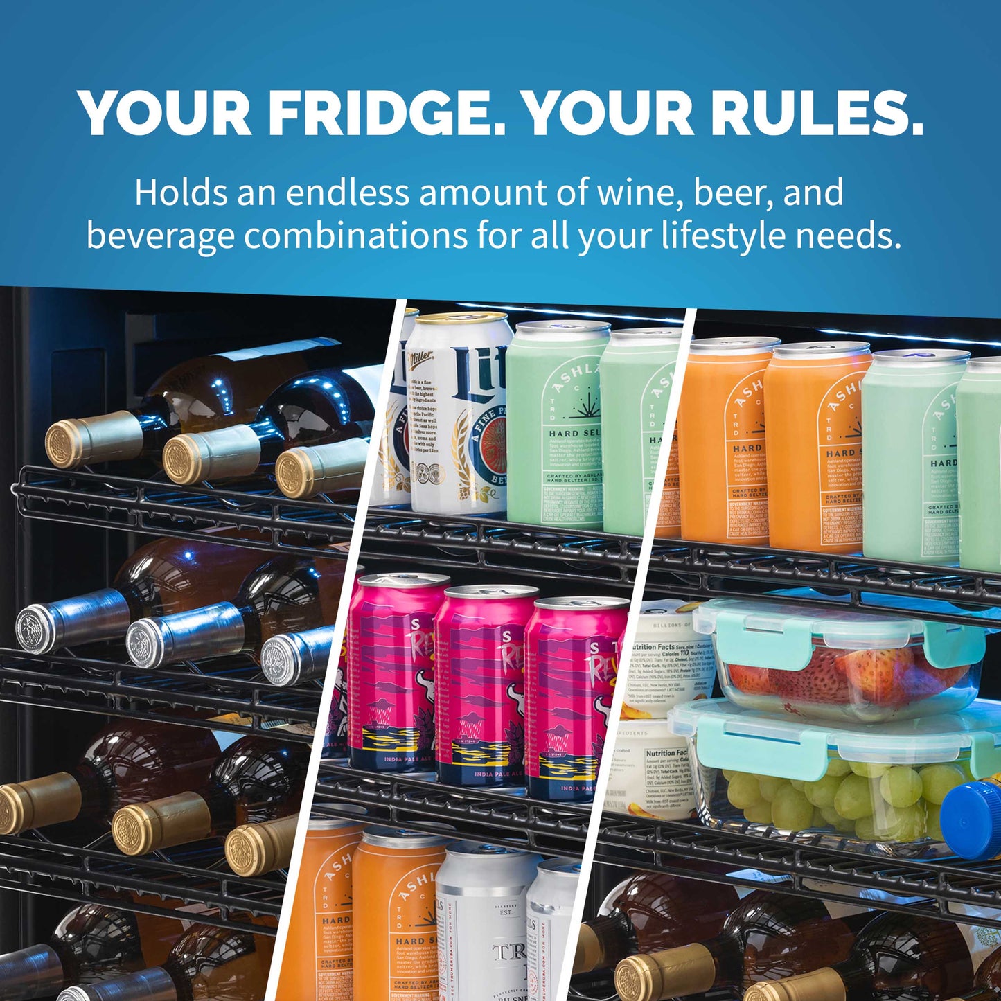 Newair® 179-Can, 49-Bottle Built-in or Freestanding Beverage Fridge - 24"