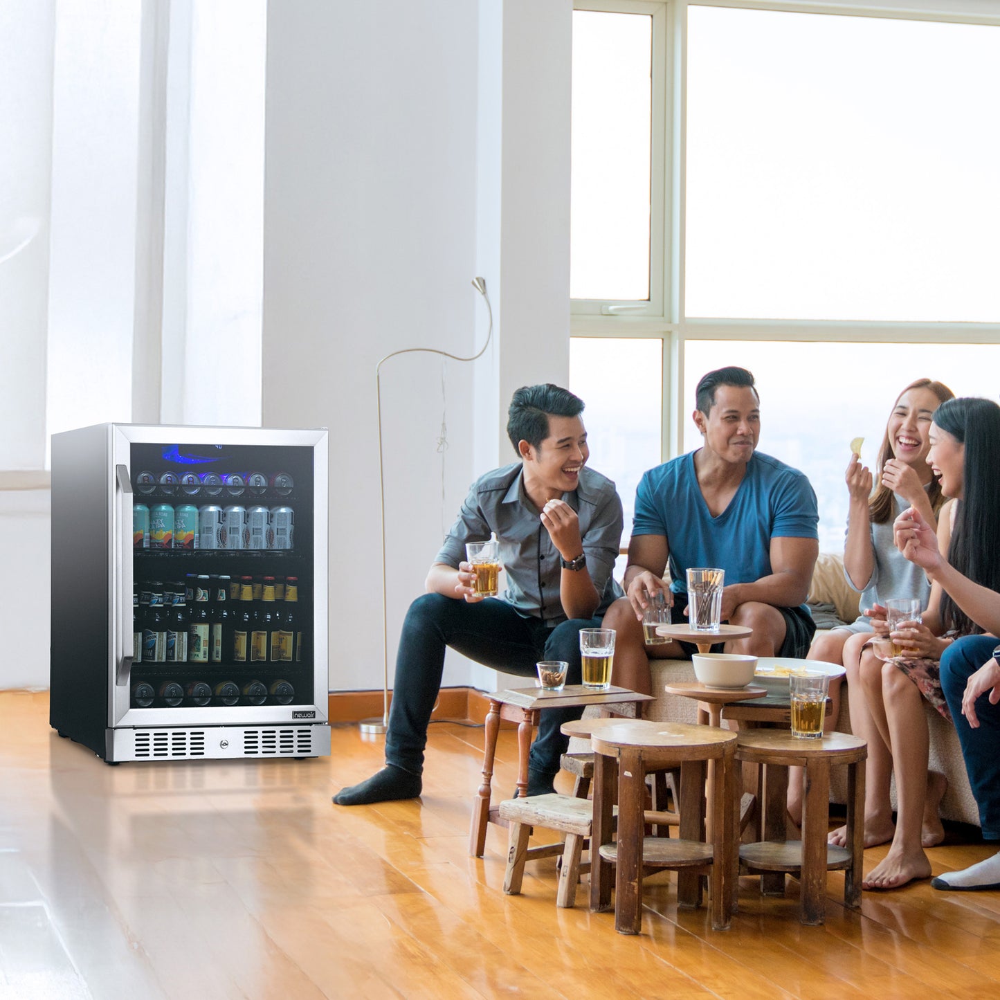 Newair® 177-Can Built-In or Freestanding Stainless Steel Beverage Fridge - 24"