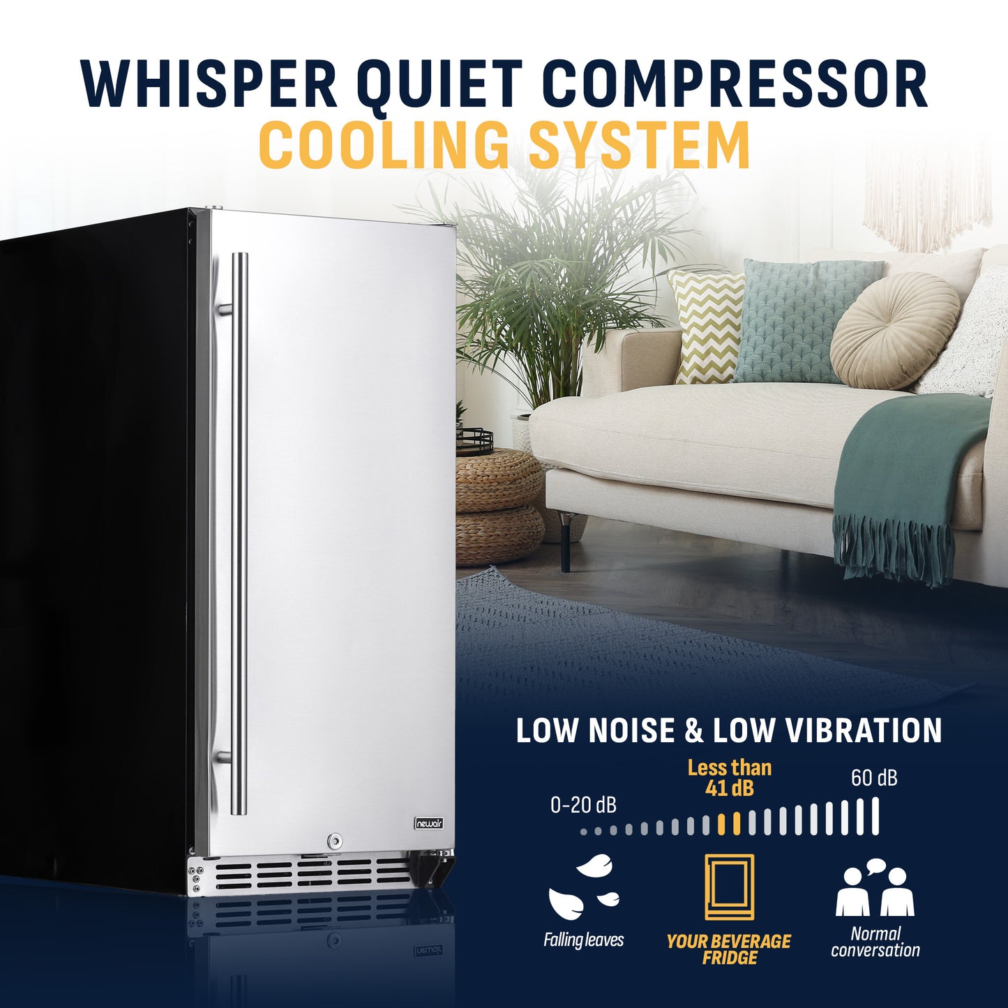Newair® 90-Can Built-In/Freestanding Outdoor Beverage Fridge - 15"
