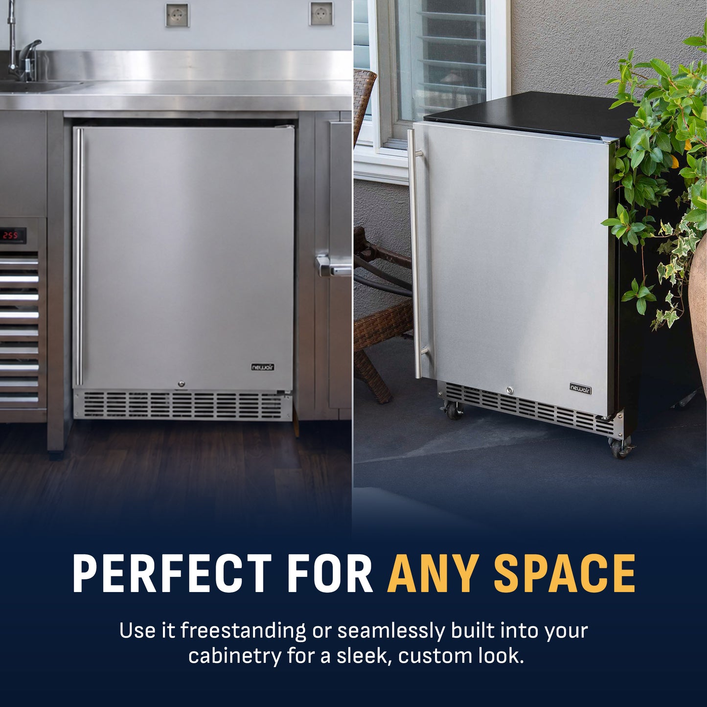 Newair® 160-Can Outdoor Built-In/Freestanding Beverage Fridge - 24"