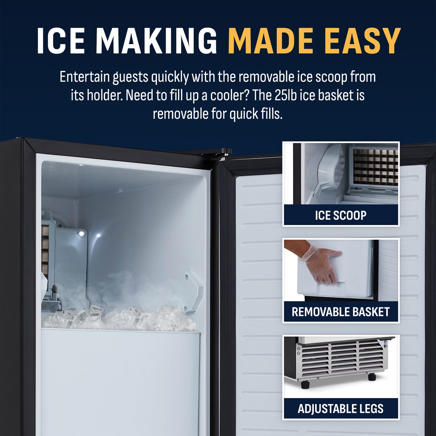 Newair® Undercounter Ice Maker for Home. Clear Ice, 80 lbs/day - Stainless Steel