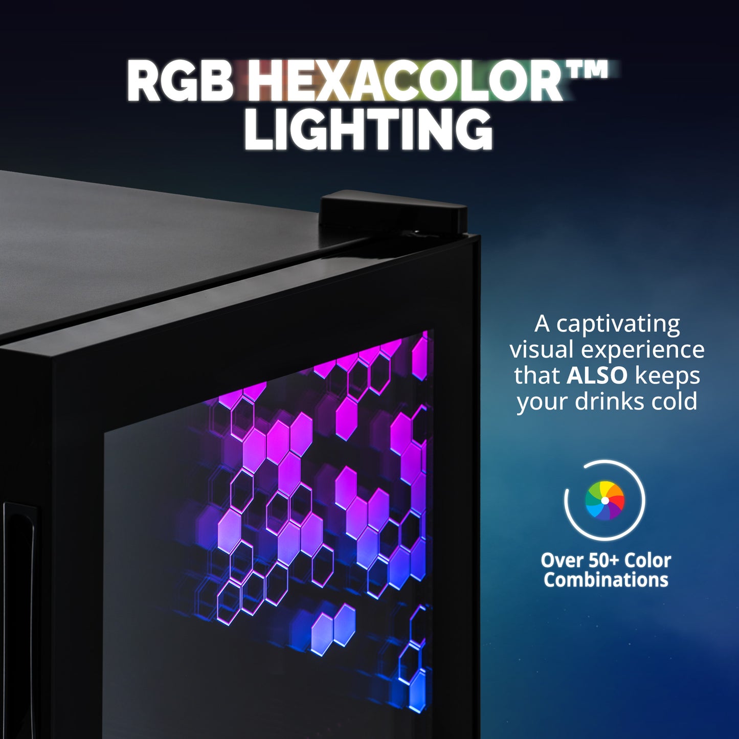 Newair® Prismatic™ Series Beverage Fridge with RGB HexaColor™ LED Lights