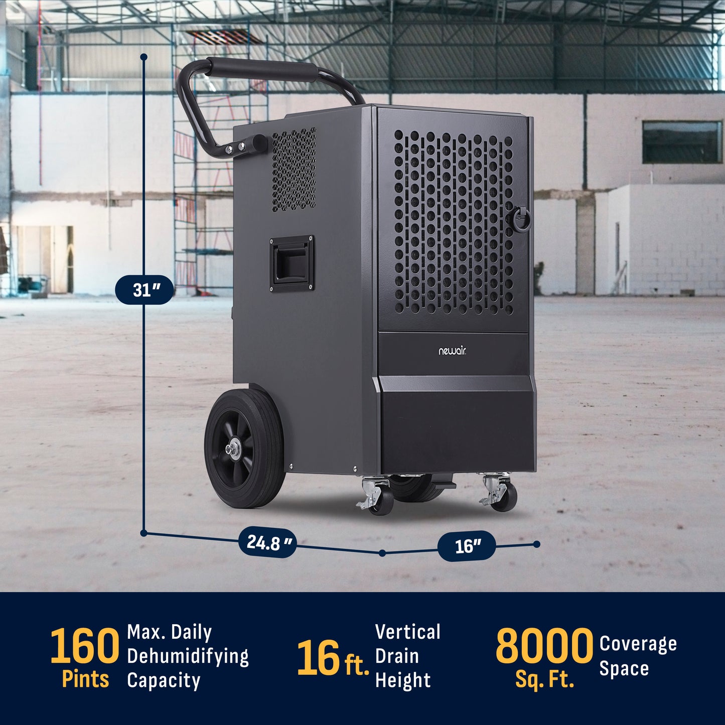 Newair 160 Pints Commercial Dehumidifier with Pump