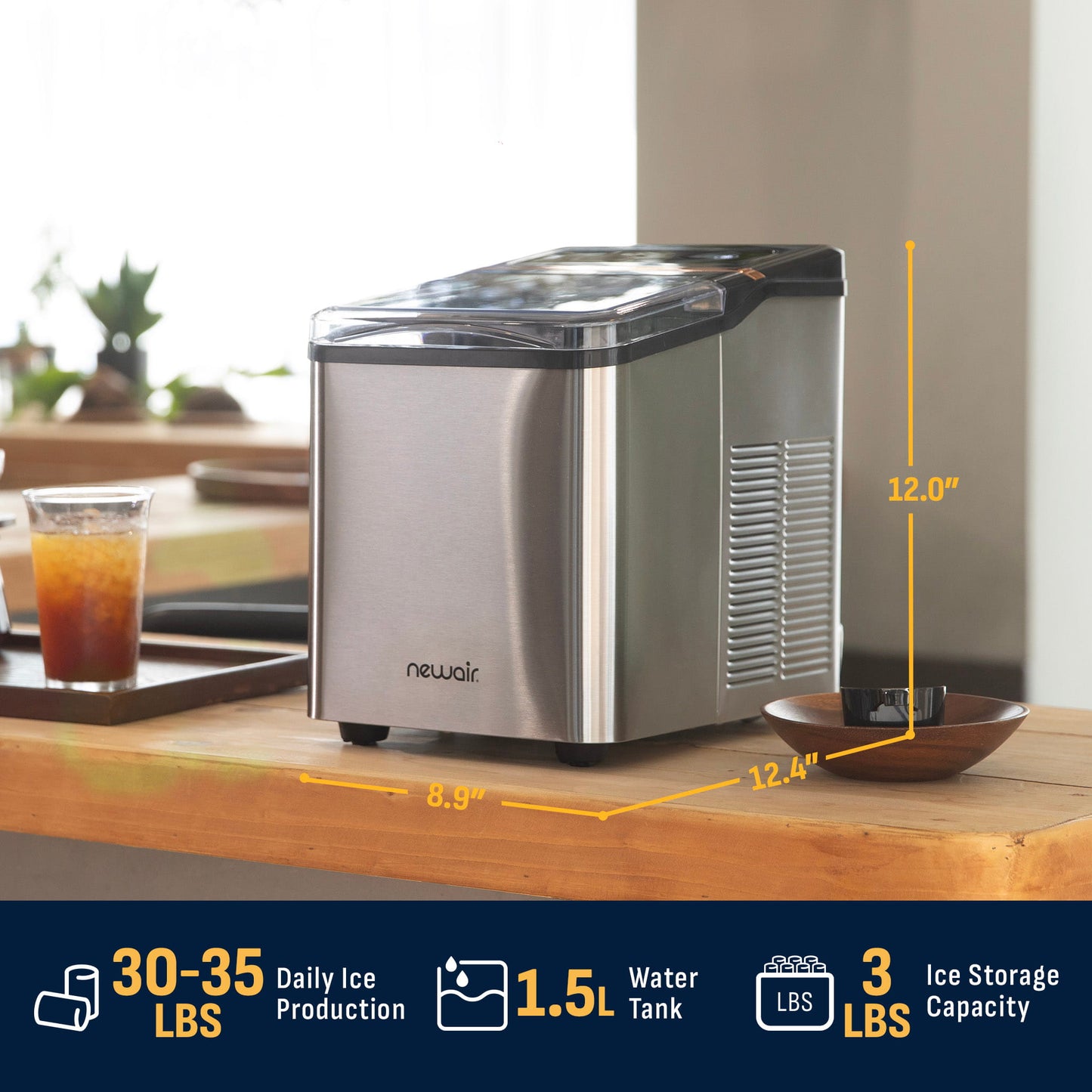 Newair Nugget Ice Maker Countertop, 30-35 lbs in 24 hours