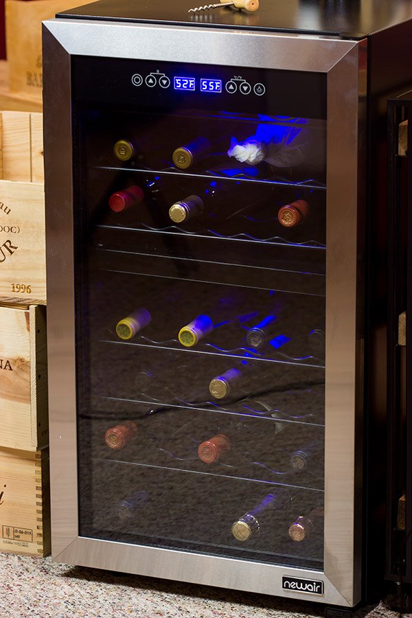 Newair Freestanding 43 Bottle Dual Zone Wine Fridge in Stainless Steel with Adjustable Racks