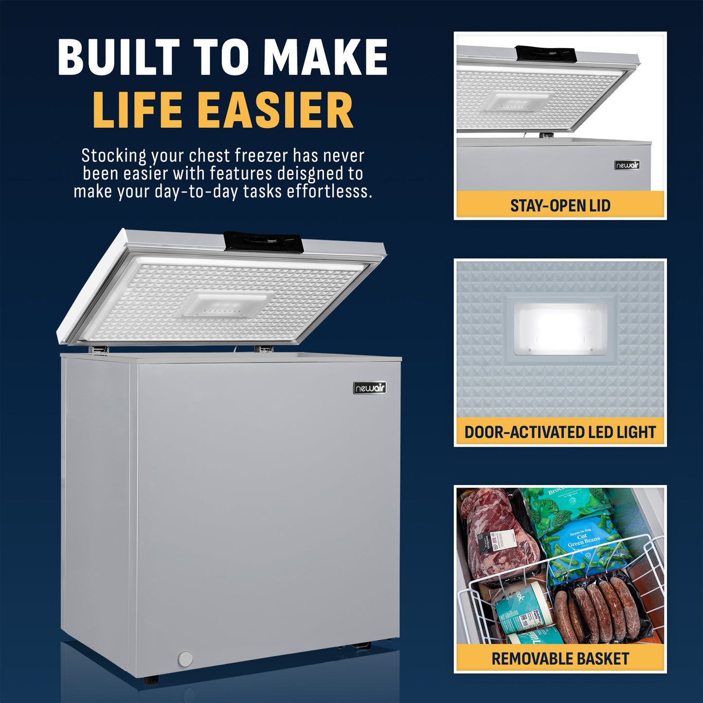 Newair® Mini Deep Chest Freezer, 5 Cu. Ft. - Cool Gray