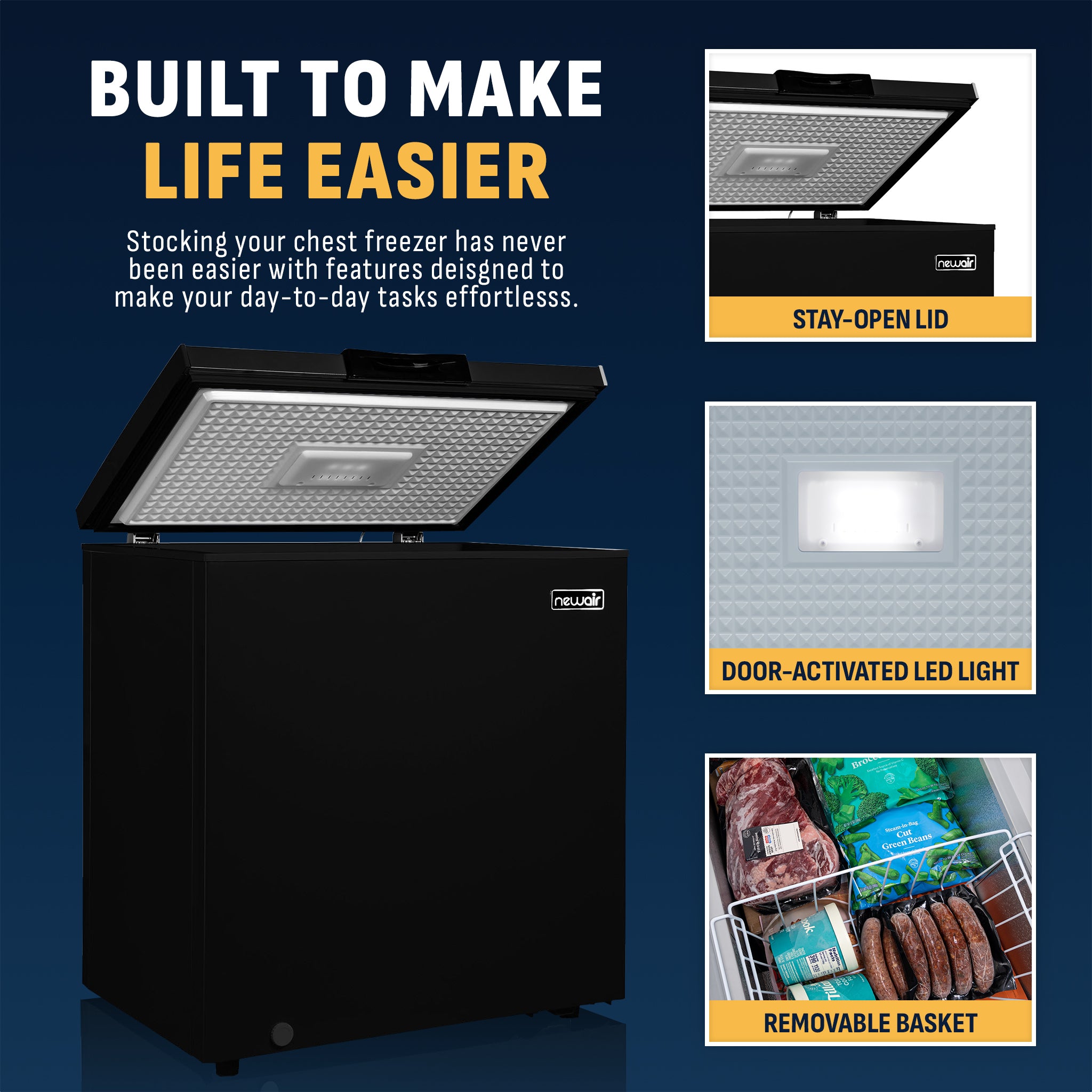 5 Cu. Ft. Mini Deep Chest Freezer and Fridge - Black | Newair