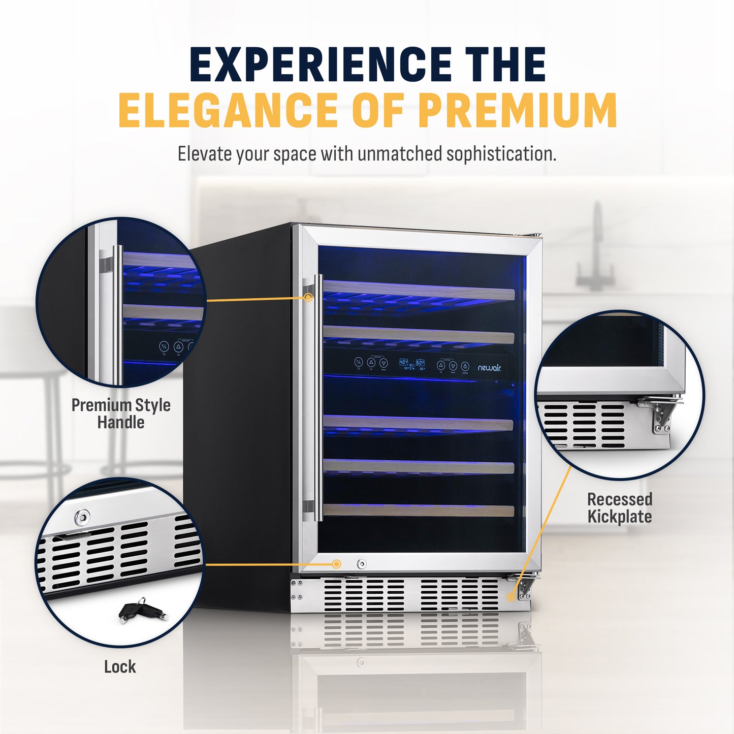 Newair® Premium 46-Bottle Built-In Dual Zone Wine Fridge in Stainless Steel -  23.5"
