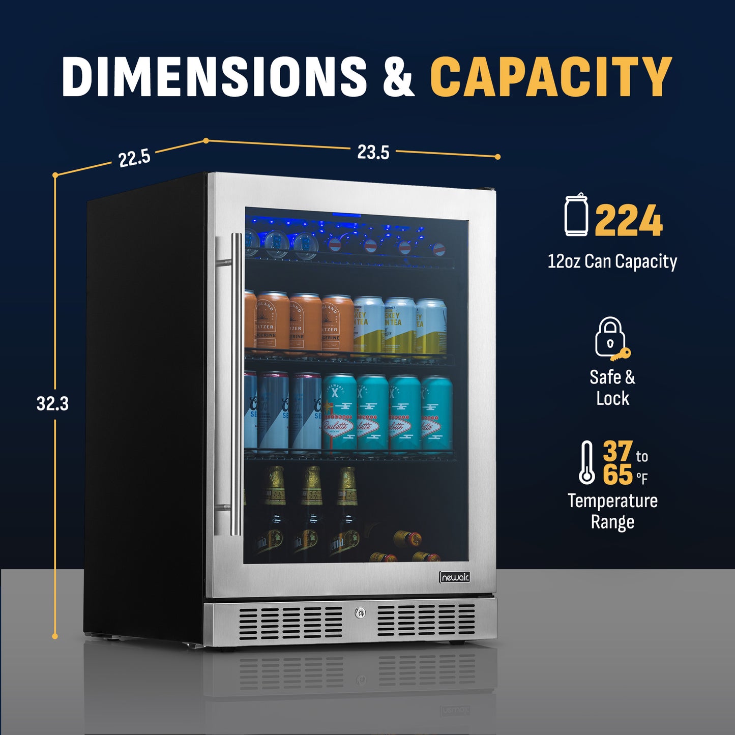 Newair® 224-Can Built-In Stainless Steel Beverage Fridge - 24"