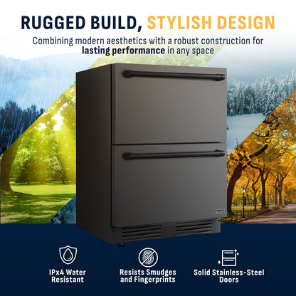 newair-24-inch-indoor-outdoor-dual-drawer-freezer-fridge-convertible-refrigerator-black-stainless-steel