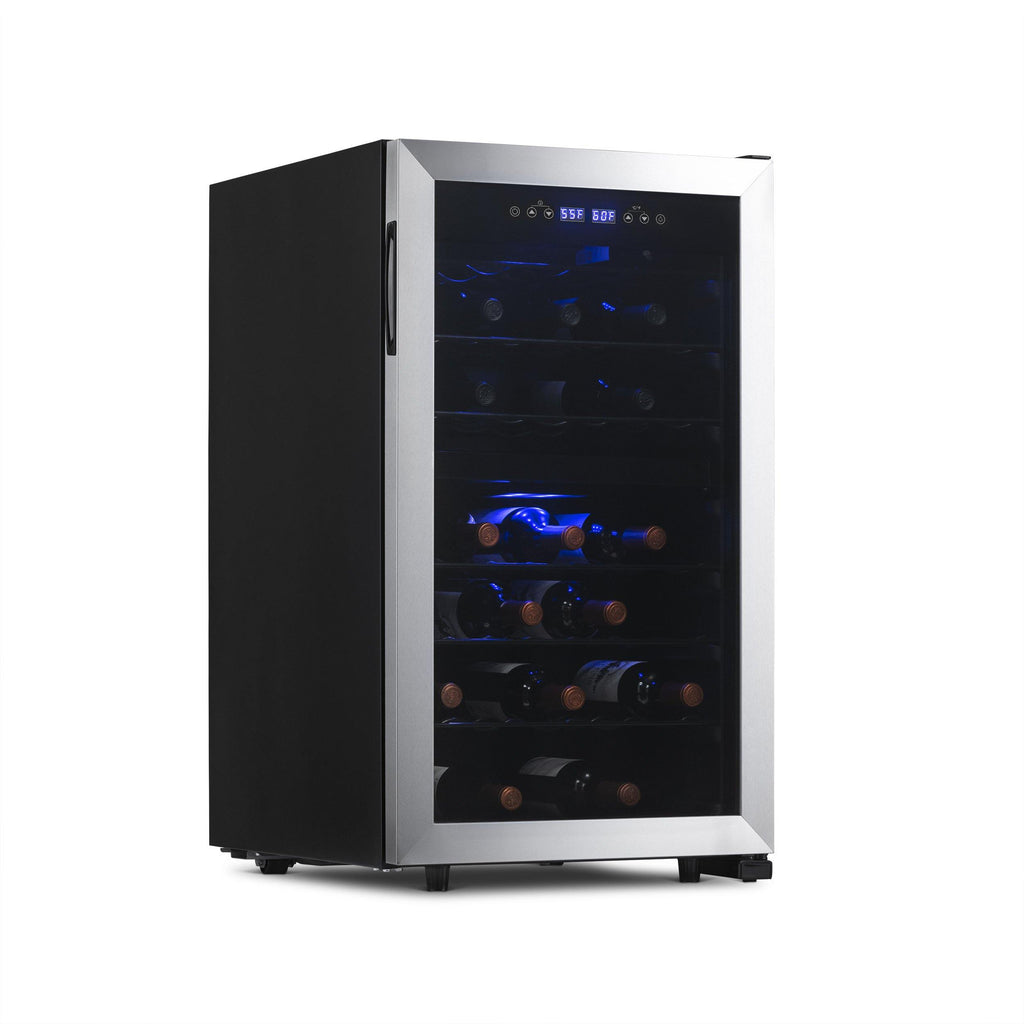 Newair Freestanding 43 Bottle Dual Zone Wine Fridge in Stainless Steel