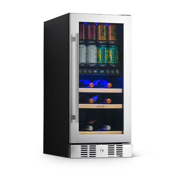 NewAir 24 4.0 Cu. ft. Dual Drawer Commercial Grade Wine and Beverage Fridge, Stainless Steel Built-In Design, Weatherproof and Outdoor Rated