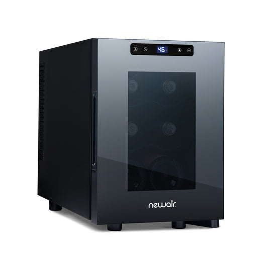 Newair® Shadow-Tᵀᴹ Series Wine Cooler Refrigerator, 6 Bottle Countertop Mirrored Compact Wine Cellar with Triple-Layer Tempered Glass Door, Vibration-Free & Ultra-Quiet Thermoelectric Cooling for Reds, Whites, and Sparkling Wine, Mini Wine Fridge Wine Fridge