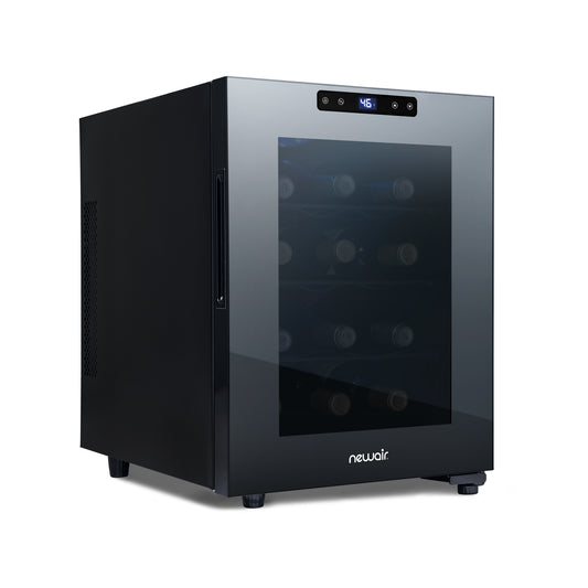 Newair® Shadow-Tᵀᴹ Series Wine Cooler Refrigerator, 12 Bottle Countertop Mirrored Compact Wine Cellar with Triple-Layer Tempered Glass Door, Vibration-Free & Ultra-Quiet Thermoelectric Cooling for Reds, Whites, and Sparkling Wine, Mini Wine Fridge Wine Fridge