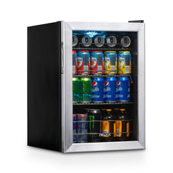 Newair 90 Can Freestanding Beverage Fridge in Stainless Steel, with Adjustable Shelves