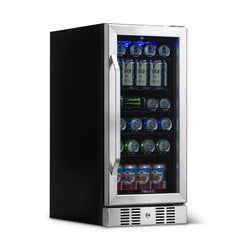 Blemished Newair 15” Built-in 96 Can Beverage Fridge in Stainless Steel