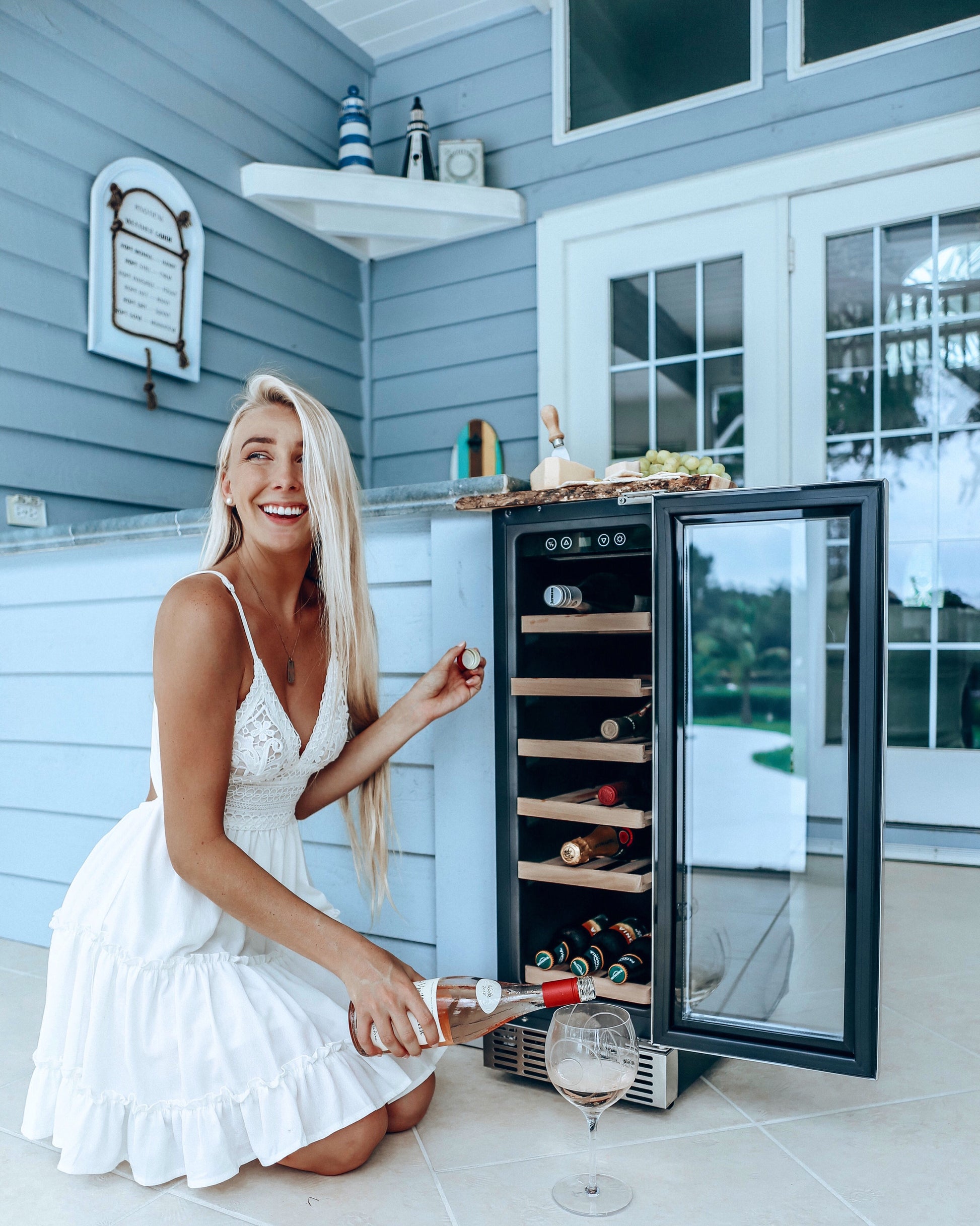 29-Bottle Stainless Steel Built-In Dual Zone Wine Fridge Newair